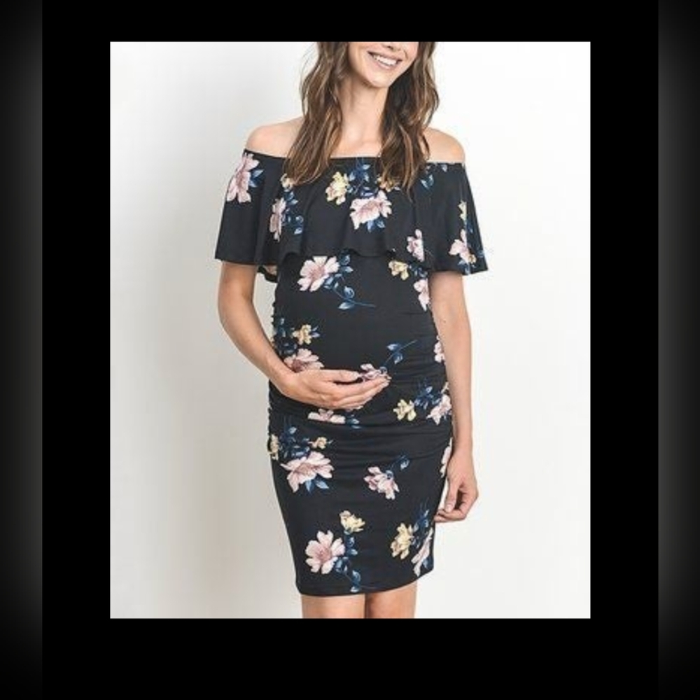 Hello Miz Off Shoulder Maternity Dress